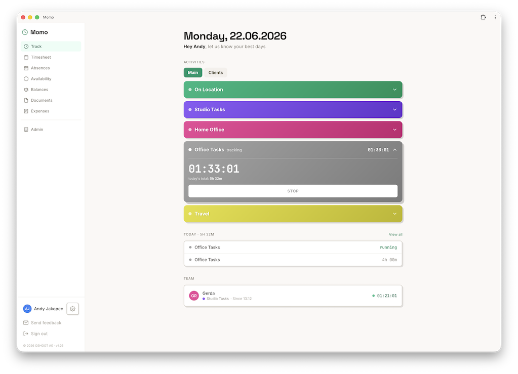 Momo - Time Tracking App